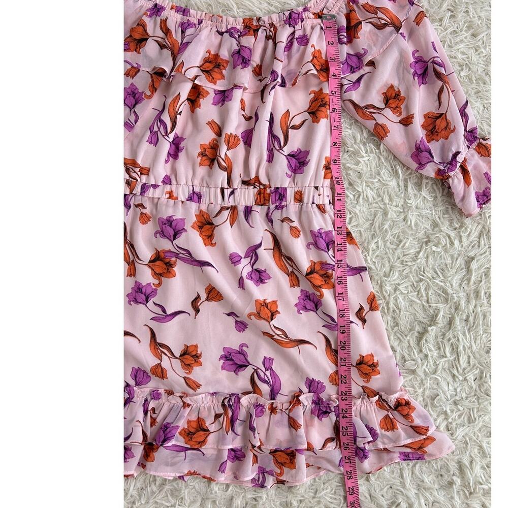 Lost + Wonder Women's Size S Pink Floral Ruffle Off the Shoulder Dress #0236 - Picture 8 of 10